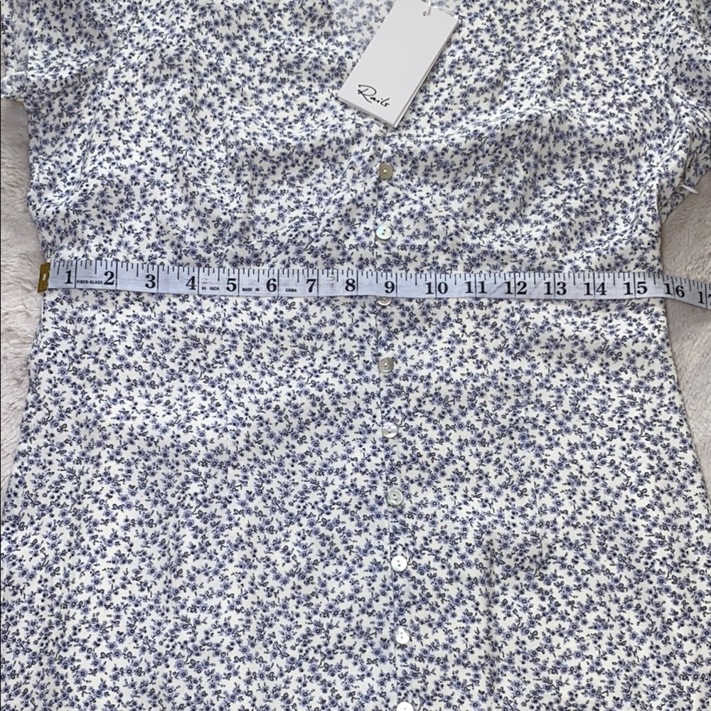Rails Helena Blue Garden Floral Button Front Mini Dress Size S - Picture 6 of 13